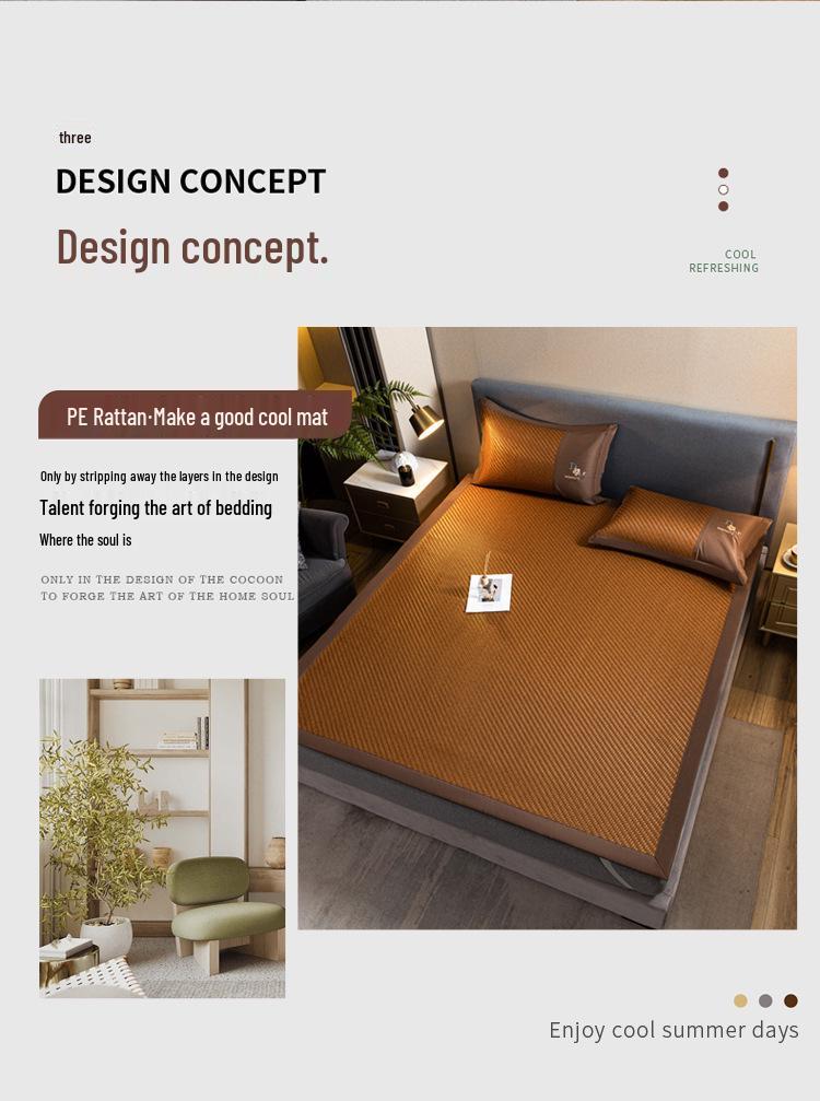 Customizable 2026 High-End Thickened Rattan Air Conditioning Mat - Foldable Ice Silk Cool Summer Mat
