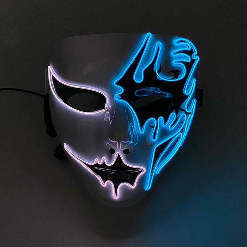 Glow Party Cosplay Mask Neon Mask Led Mask Masque Masquerade Party Masks Led Light Up Props Glow In The Dark Costume Supplies