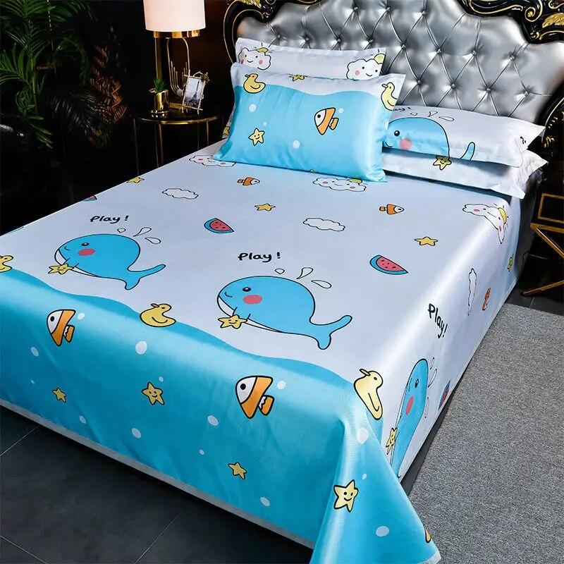 Luxury Smooth Linen Bed Sheet Set Home Bedding Decor Cooling Mat Machine Washable Bed Sheet Queen King Size with Pillowcases