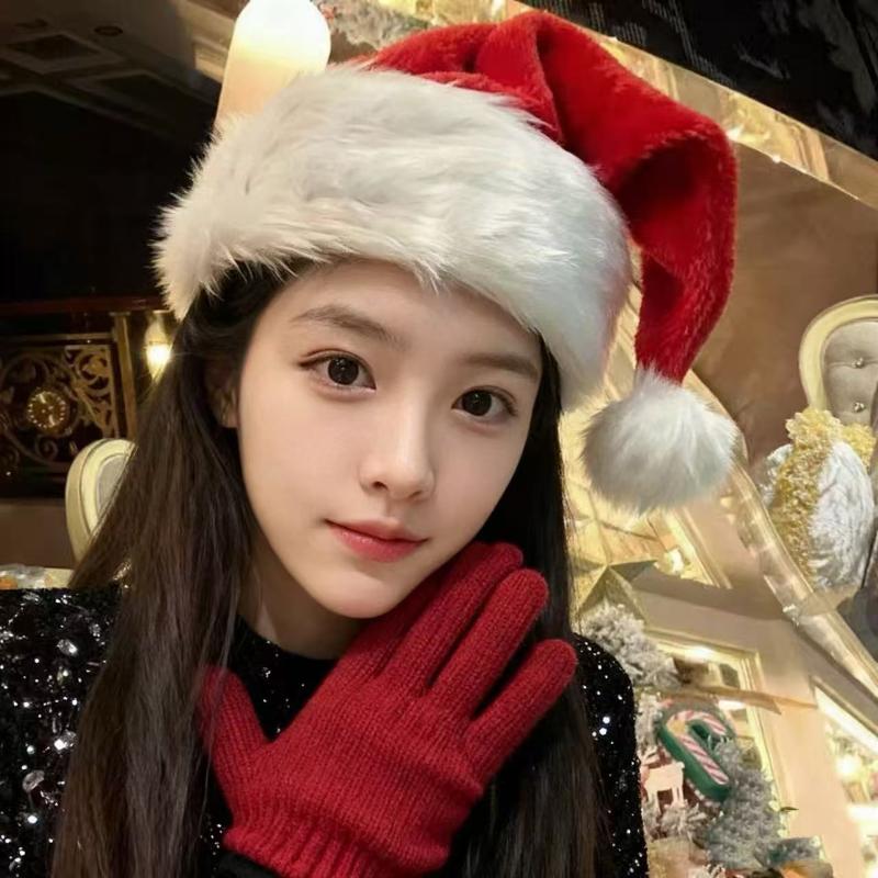 Christmas Santa Hat For Adults Xmas Holiday Hats Unisex Velvet Red Classic Fur Comfort  Year Festive Party Supplies