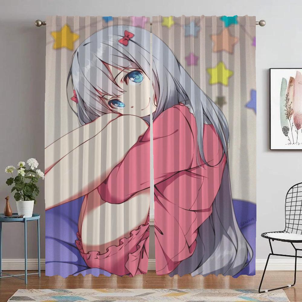 Partition Eromanga Sensei Curtains for Bedroom Modern Living Room Curtains 2 Pieces Shades Halloween Decoration Window Curtain