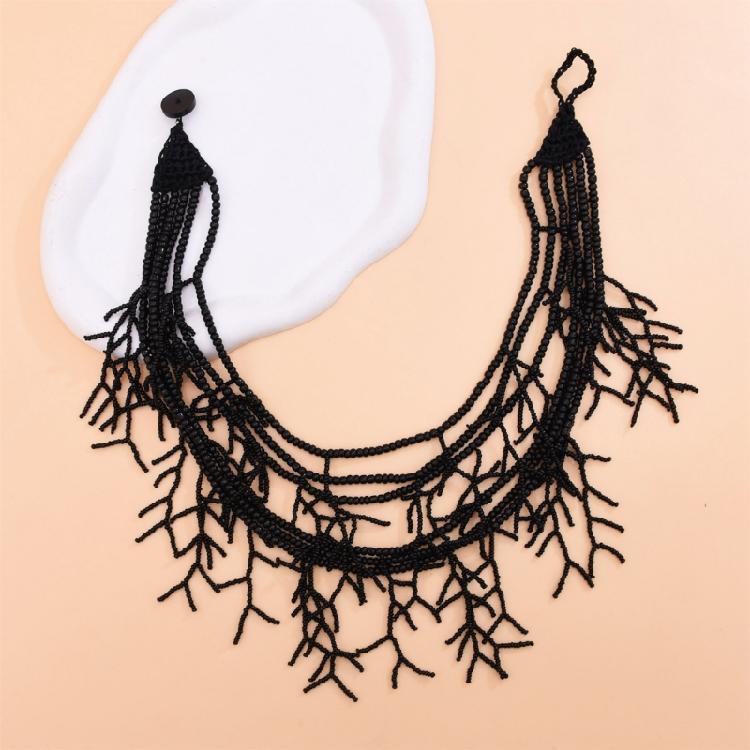 Multilayer Beads Choker Necklace Handmade Design Bohemian Theme Neckwear Neck Jewelry for Lady Evening Party Dresses