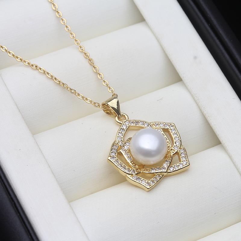 Genuine Natural Fresh Water Pearl Pendant Woman,White Cultured Gold Plated Pearl Pendant Jewelry Wife Mother Birthday Gift Pink
