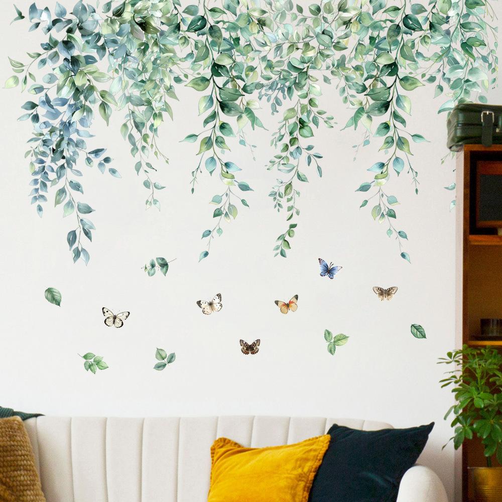 Flower Plants Wall Stickers Home Decoration Bedroom Adhesive Decals Wallpaper
