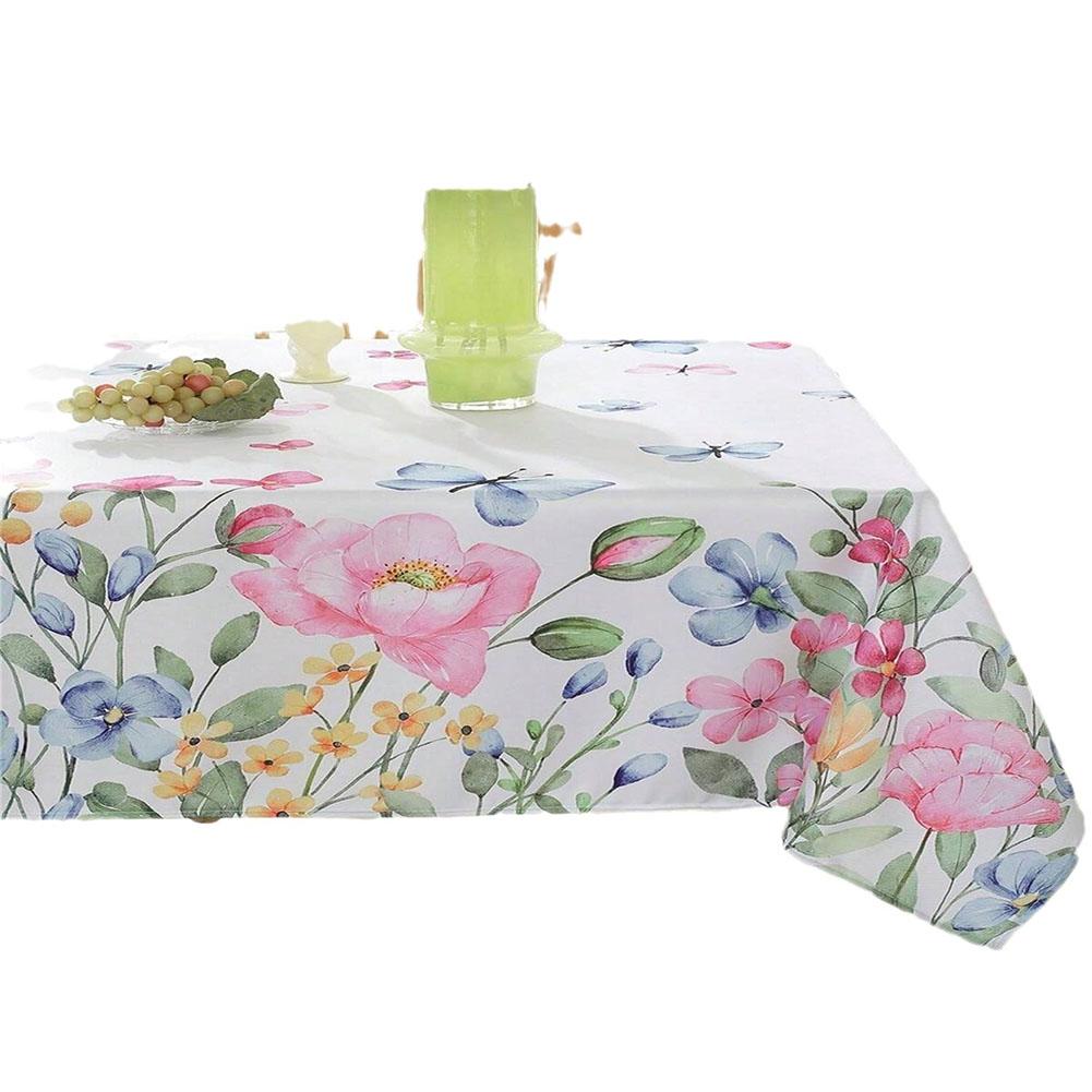 

1pc Tablecloth 55.12×94.49in Polyester Easter Tablecloth Bunny Eggs Flower Butterfly Washable For Party For Table Clean Decor China Mainland