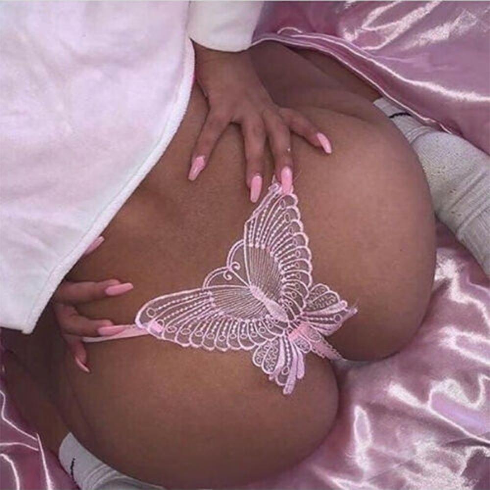 Womens Panties Leisure Butterfly G-string Open Crotchles
