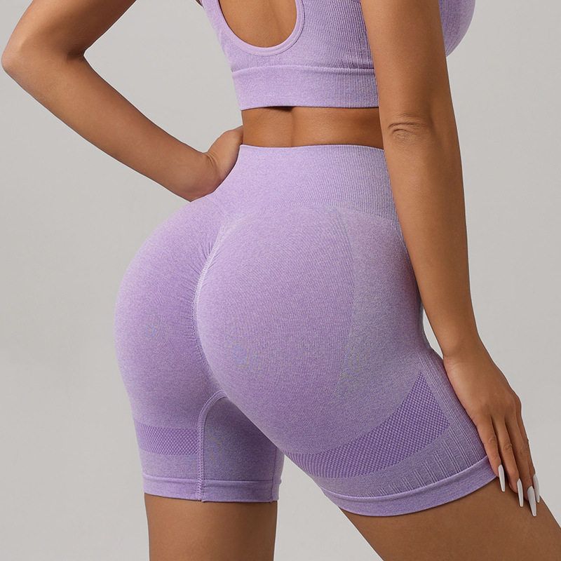 European and American Style Knitted Yoga Outfit Set, Sports Tank Top, High-Waisted Leggings, Peach Butt Fitness Yoga Shorts