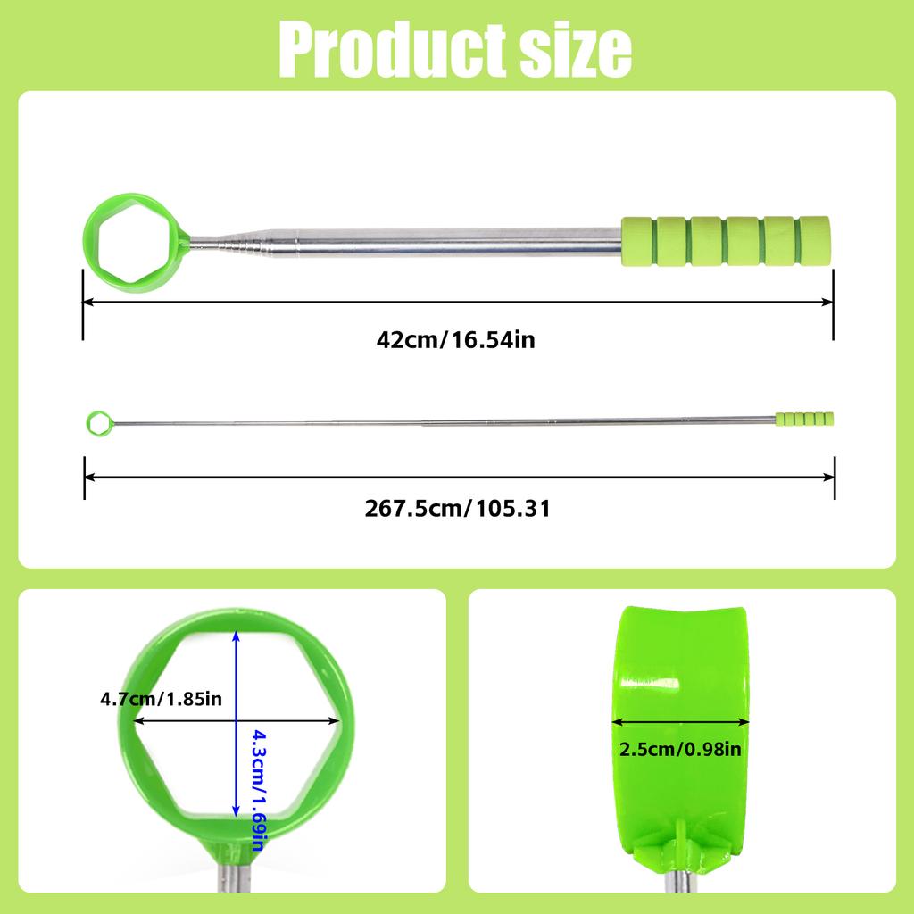 Golf Ball RetrieverTelescopic Stainless Steel Shaft High Durability Double-Sided Ball Picker Upper Grabber Golf Gifts for Golfer