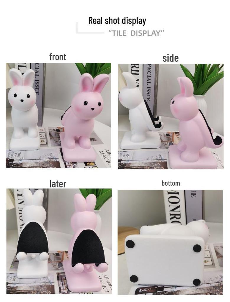 White Rabbit Universal Phone & Tablet Holder - Resin Ornament Stand, Children's Gift, Mid-Autumn Festival Present
