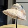 Netz-ladylike Schleifen-Sonnenhut für Damen, Sommer-Open-Top-Sonnenhut mit großem Rand, der das Gesicht kleiner aussehen lässt2026