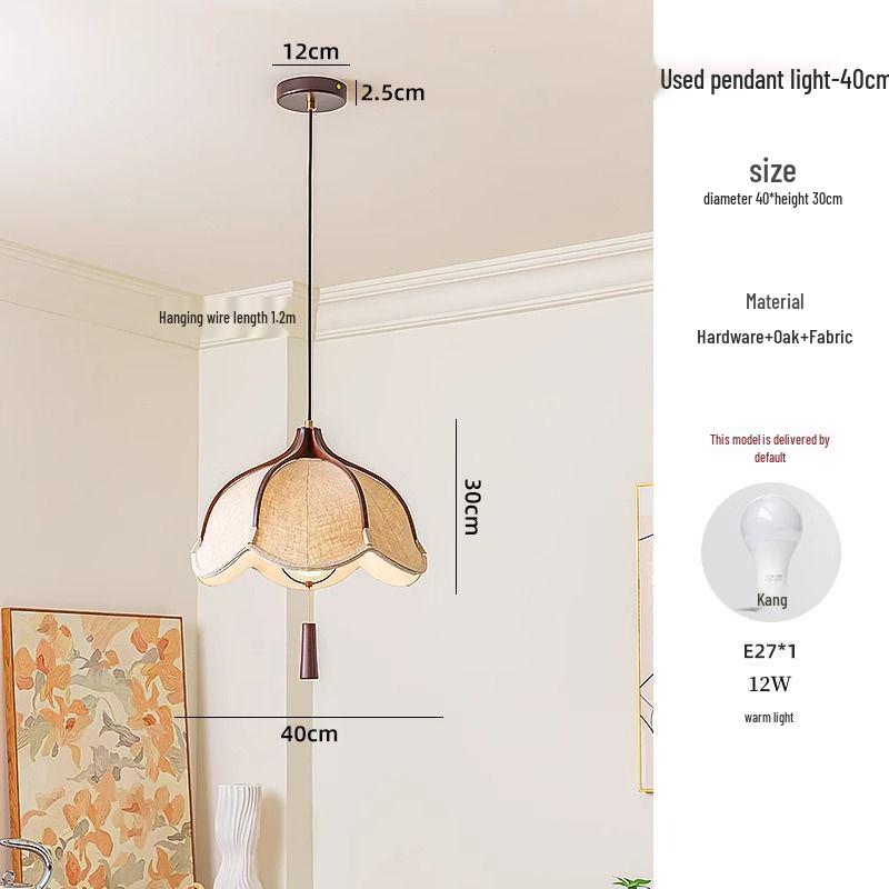 Wabi-Sabi Retro Japanese Mid-Century Fabric Chandelier for Bedroom, Restaurant, or Bar