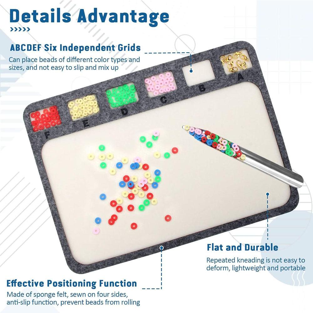 Bead Mat Large Soft Surface Bead with 6 Grids Bead Pad Design Board for Bead Projects Art Crafts Beading Supplies Jewelry Making