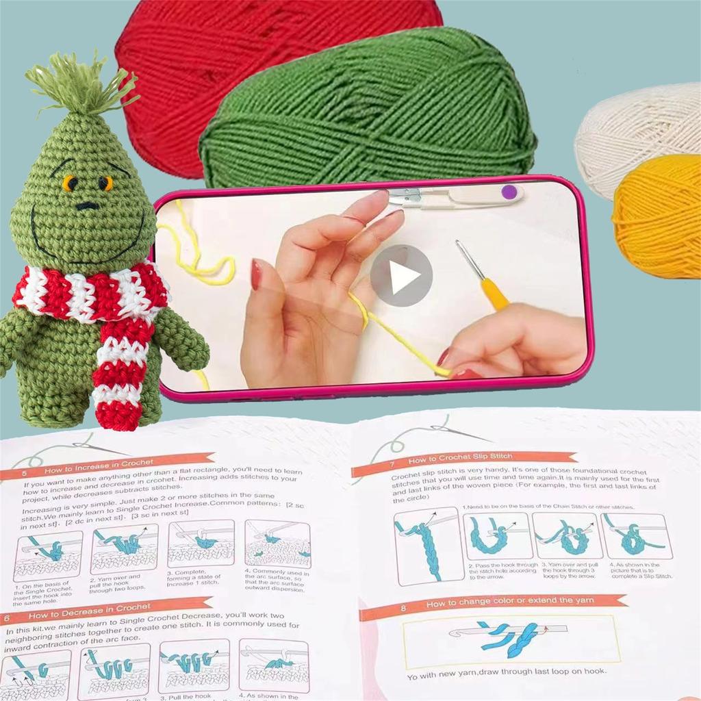 Häkelmaterialpaket Weihnachtsserie Handgemacht DIY Englische Videoanleitung Häkelpuppe