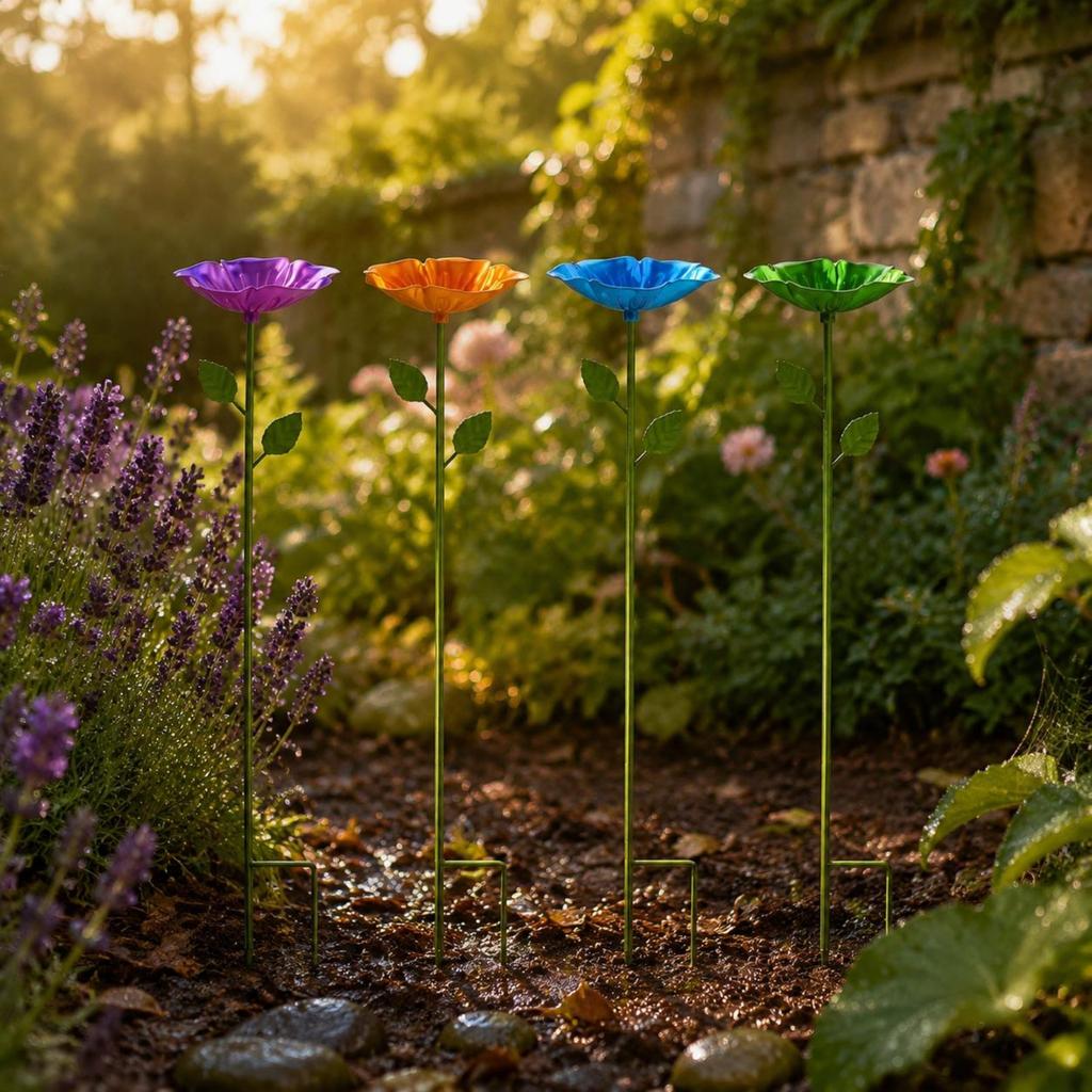 4 Pieces Bee Watering Station Decorative Butterfly Water Feeder Butterfly Feeder Stake Easy to Install Yard Decor Glossy Finish