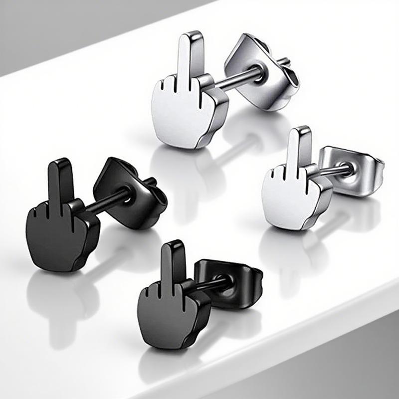 Metal Punk Cool Studs Earrings For Man And Women Fashion Personality Finger Up Earrings Party Jewelry Gifts