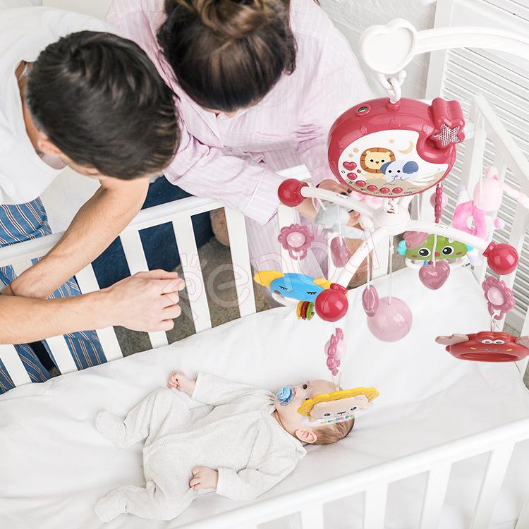 Rattle Toy Bedside Bell: Soothing Projection Light & Music for Infants (0-1 Year)