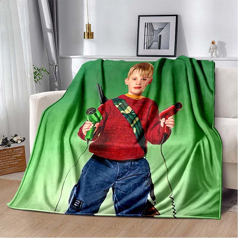 Home‑Alone Classic Film Print Flannel Blanket Soft Warm Throw For Sofa Bedroom Xmas Home Decor Holiday Fan Collectible Gift