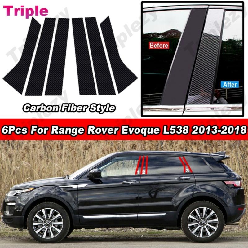 

Carbon Fiber Mirror Effect Car Door Middle Column Window Center BC Pillar Post Cover Trim PC Sticker For Range Rover Evoque L538
