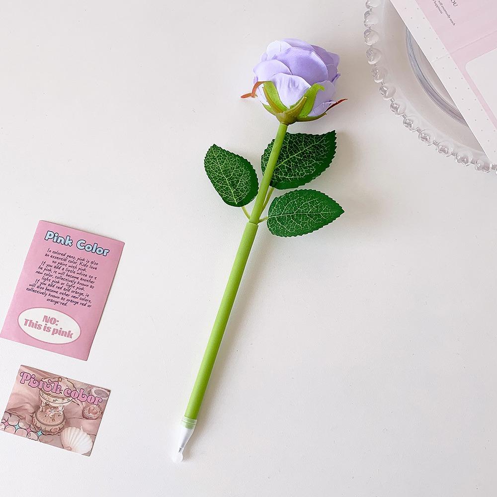 2-Grids Rose Ballpoint Pen 3-inch Writing Pen Creative Rose Flower Pen Valentine's Day
