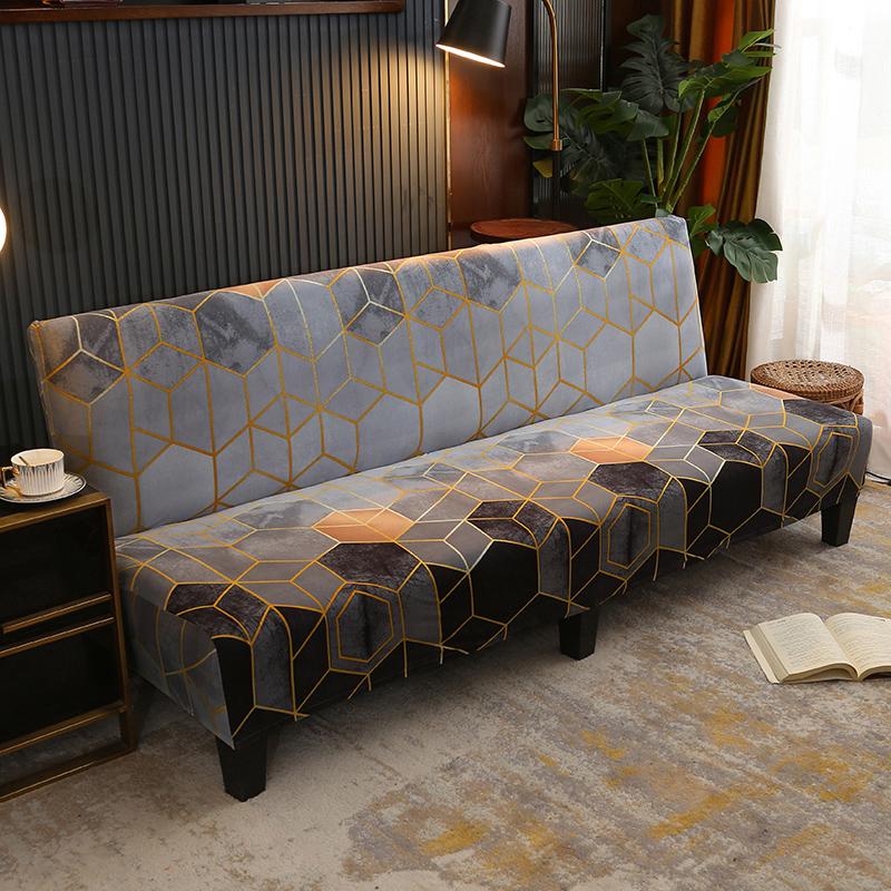Stretch Futon Slipcover Armless Sofa Cover Furniture Protector Without Armrests Slipcover Soft with Elastic Bottom for Kids