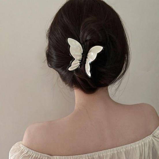Hair Claw Stable Gripping Thick Spring Anti-Slip Tooth Comb Hair Clip Butterflies Shape Back Head Hair Clip