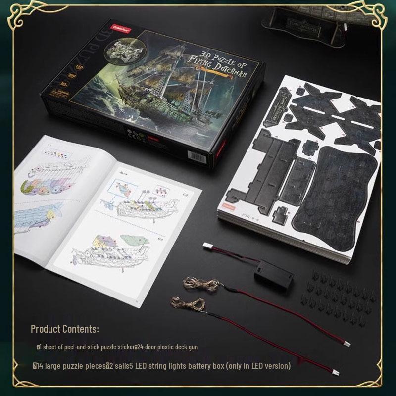 Kostka Rubika 3D Puzzle Statek Piracki: Model Latającego Holendra dla dorosłych o wysokim stopniu trudności do samodzielnego montażu