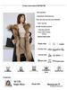 Women's Mid-Length Cotton Coat with Removable Faux Raccoon Fur Liner - Thickened, Plus Size