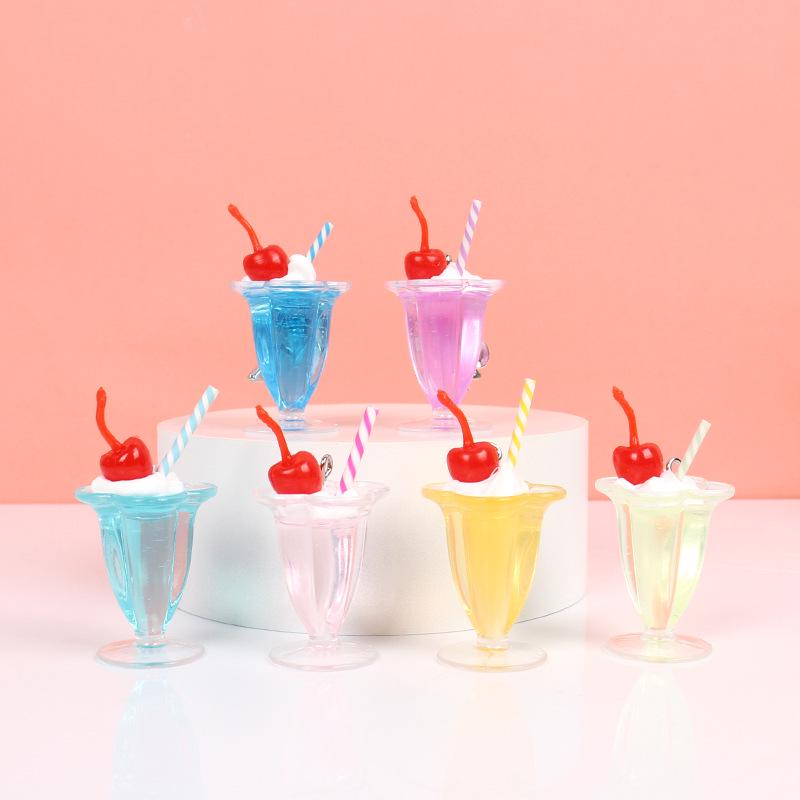 Simulated Dessert Fruit Tea Ice Cream Keychain Toy Pendant