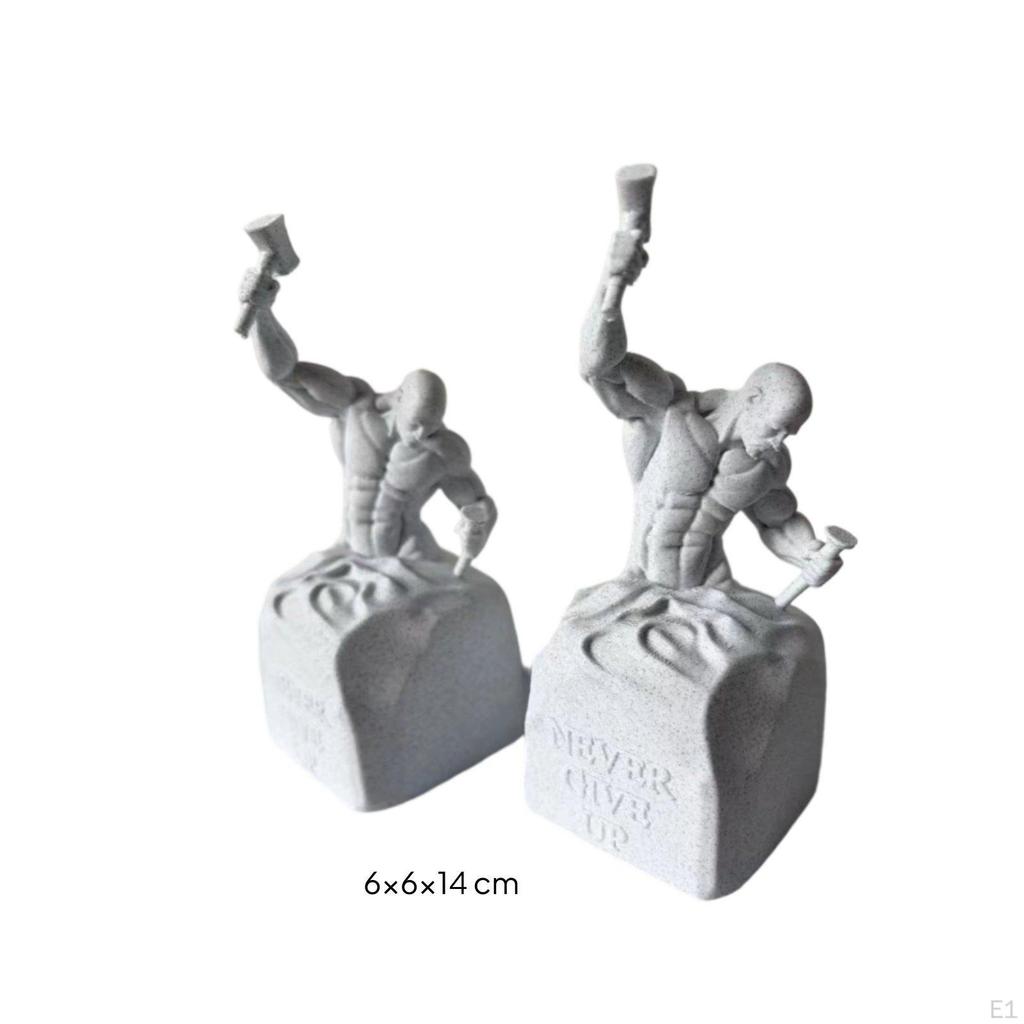 2 Pieces Muscular Male Figurine Sculptural Decorative Matte Home Decor for Desktop Display