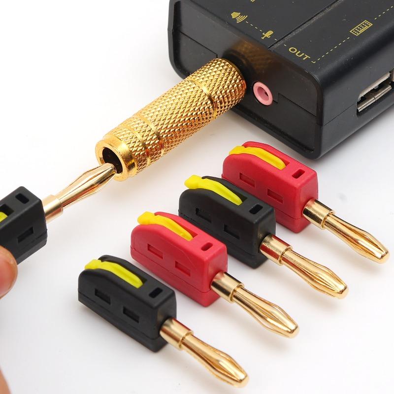 1/10Pcs Solder Free Banana Plug Quick Wire Pin Connect Jack Audio Gold-plated Copper Speakers Amplifier Banana Connector Plugs