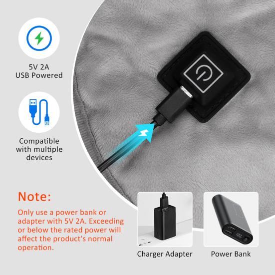USB Heating Shawl Electric Blanket Hot Compress Shoulder Neck Back Abdomen Legs Waist Fast Heating Heating Pad
