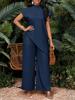 European and American Women's Casual Asymmetrical Hem Top and Pants Set - Holiday Collection 2026