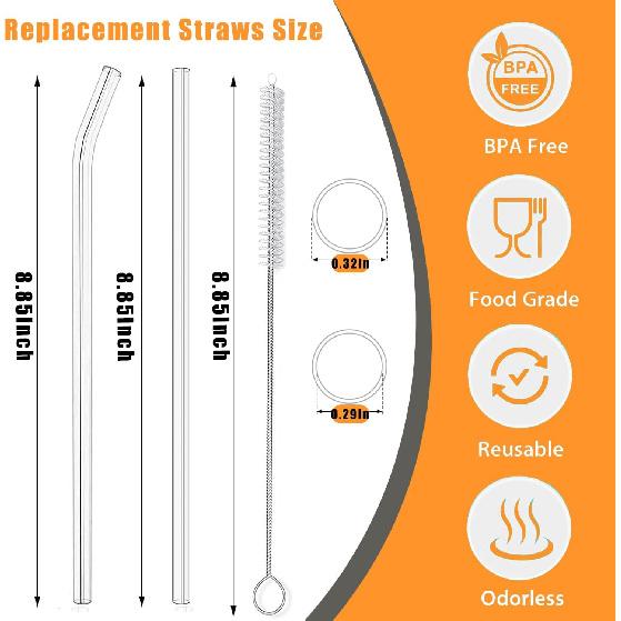 8 Pack Replacement Clear Straws for Stanley 20 oz 14oz Tumbler, 8.85 inch Reble Plastic Straws for Yeti 30oz 25 oz 26 oz 20 oz Tumbler, Mason Jar