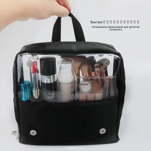 Professional Makeup Brush Bag Large Capacity Clear Portable Stand Up Easy Clean