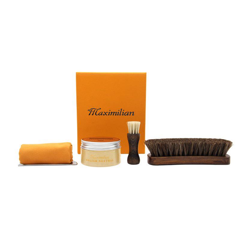 Schuhputz- & Bürstenset für Lederschuhe - Farblos & Schwarze Ölpflege