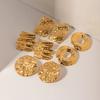 Stainless Steel Irregular Hammered Disc Earring Vintage Chunky Round Square Stud Earrings