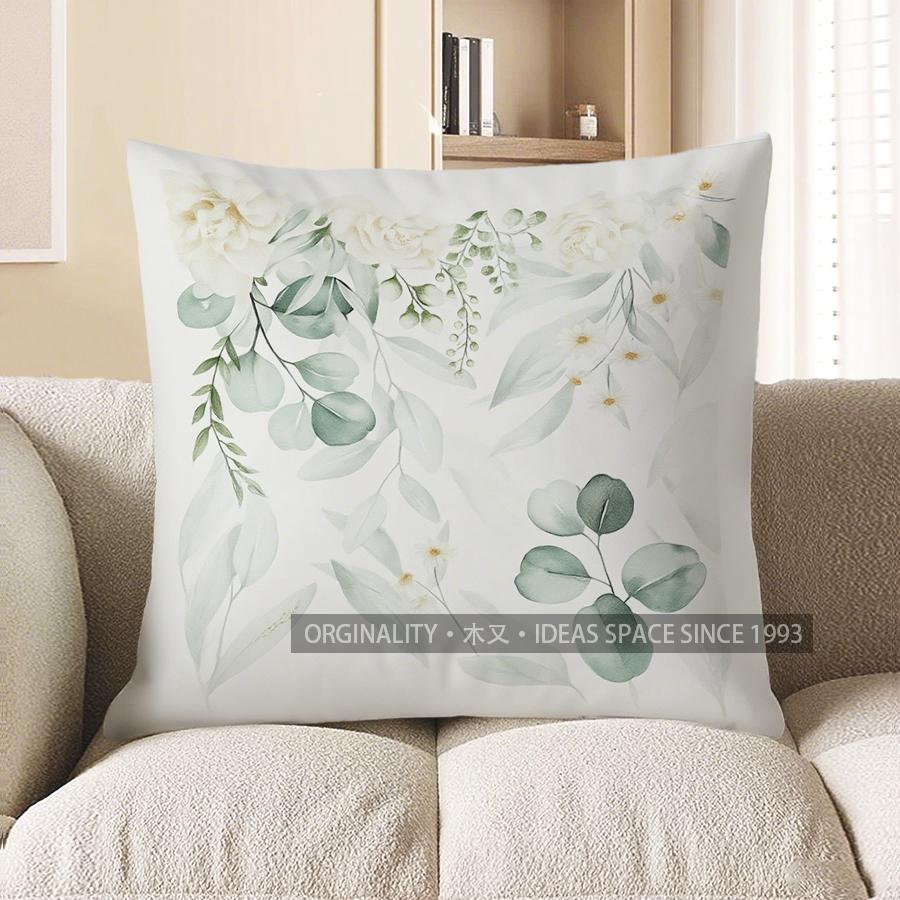 Home Decor Floral Eucalyptus Branch Pillow For Home Decor Pattern Cushion Cover Suitable For Sofa Bedroom Car Pillow Cover