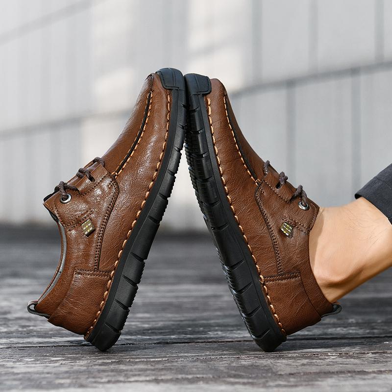 Retro Cow Leather Shoes Men Loafers Handmade Casual Leather Shoes Moccasins Men Flats Shoes