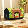 1pc Frog-Themed Double-Layer Flip-Top Pencil Case Suitable for School & Travel - Large Capacity Multi-Functional Organizer with Frog Print, Black Pouc