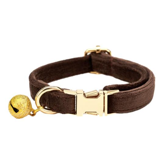 קולר חתול מתכוונן קולר חיות מחמד רך עם פעמון נשלף קולר חיות מחמד בצבע אחיד לכלבים קטנים חתולים גורים טיולים בחוץ בטיחות