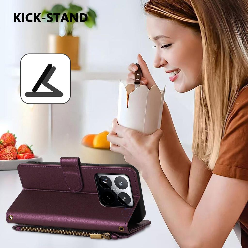 For Xiaomi 15T Leather Case Butterfly Floral Imprint Zipper Wallet Stand Cover with Wrist Strap