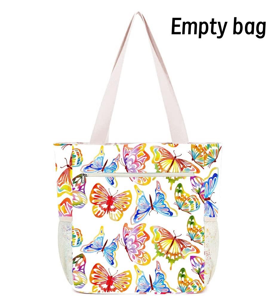 

Butterfly Beach Bag Foldable Tote Bag Large Beach Tote for Family Pool Bag Travel Storage Bag for Vacation
