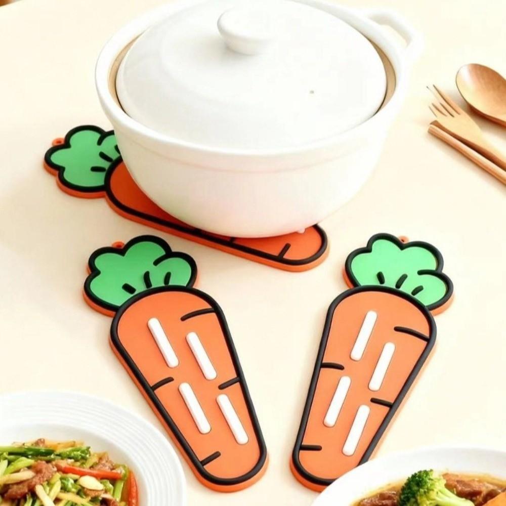 New Carrot Pot Lid Mat Drain Multifunctional Countertop Drain Pad Cutting Board Mat Soft Rubber Spatula Storage Mat