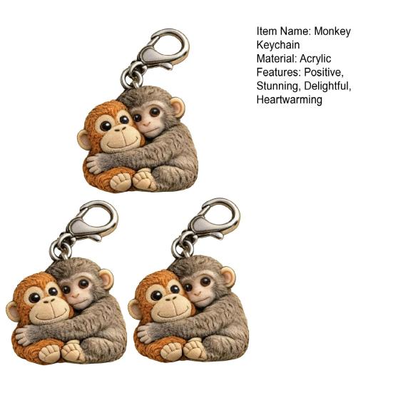 Little Monkey Pocket Hug Token Cute Monkey Holding Plush Toy Keychain with Card Inspirational Keepsake for Friends Family Emotional Support