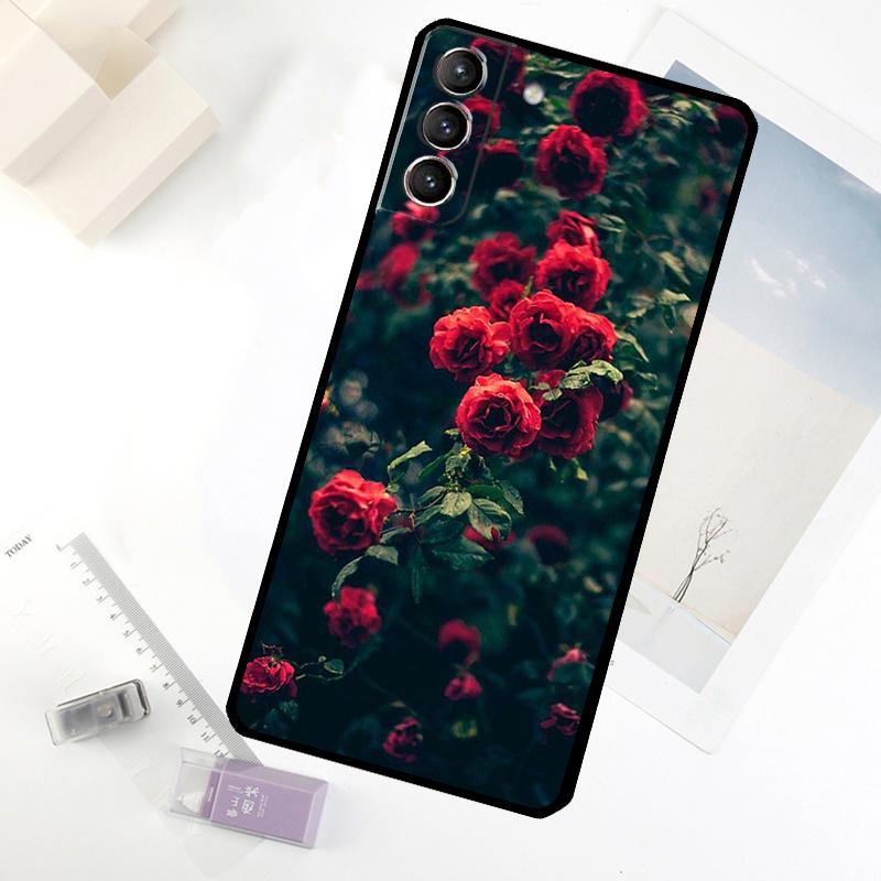 Flower Red Rose Phone Case For Samsung Galaxy S25 FE S20 FE S21 S22 S23 S24 S25 S26 Ultra S10 S25 Plus Cover
