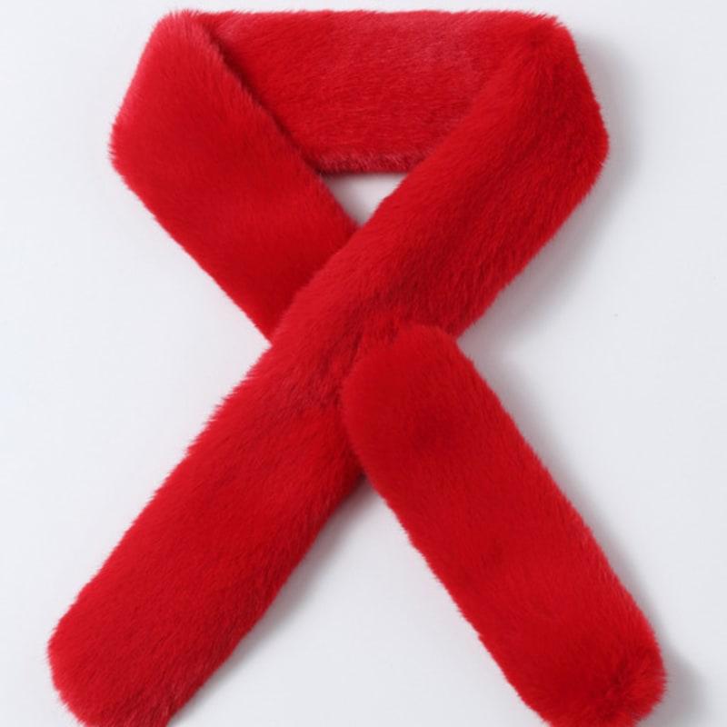 LALA Fur Scarf Petite Red