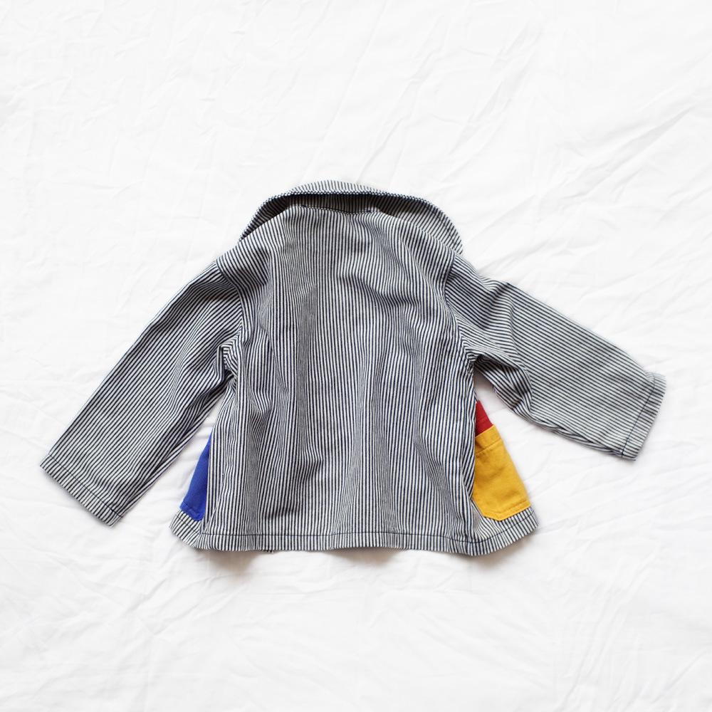 ANKRT Dívčí pruhovaná volná džínová bunda a Chlapecký barevně blokovaný kabát