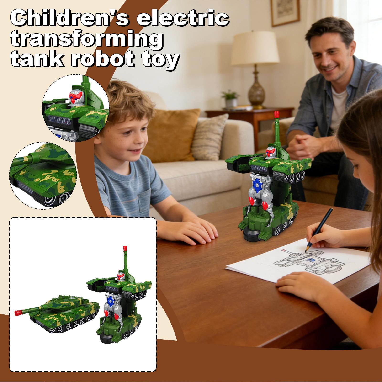 

Children s Electric Transforming Tanks, Airplanes, Robots, Cool Toy Cars With Lights And Music One Size