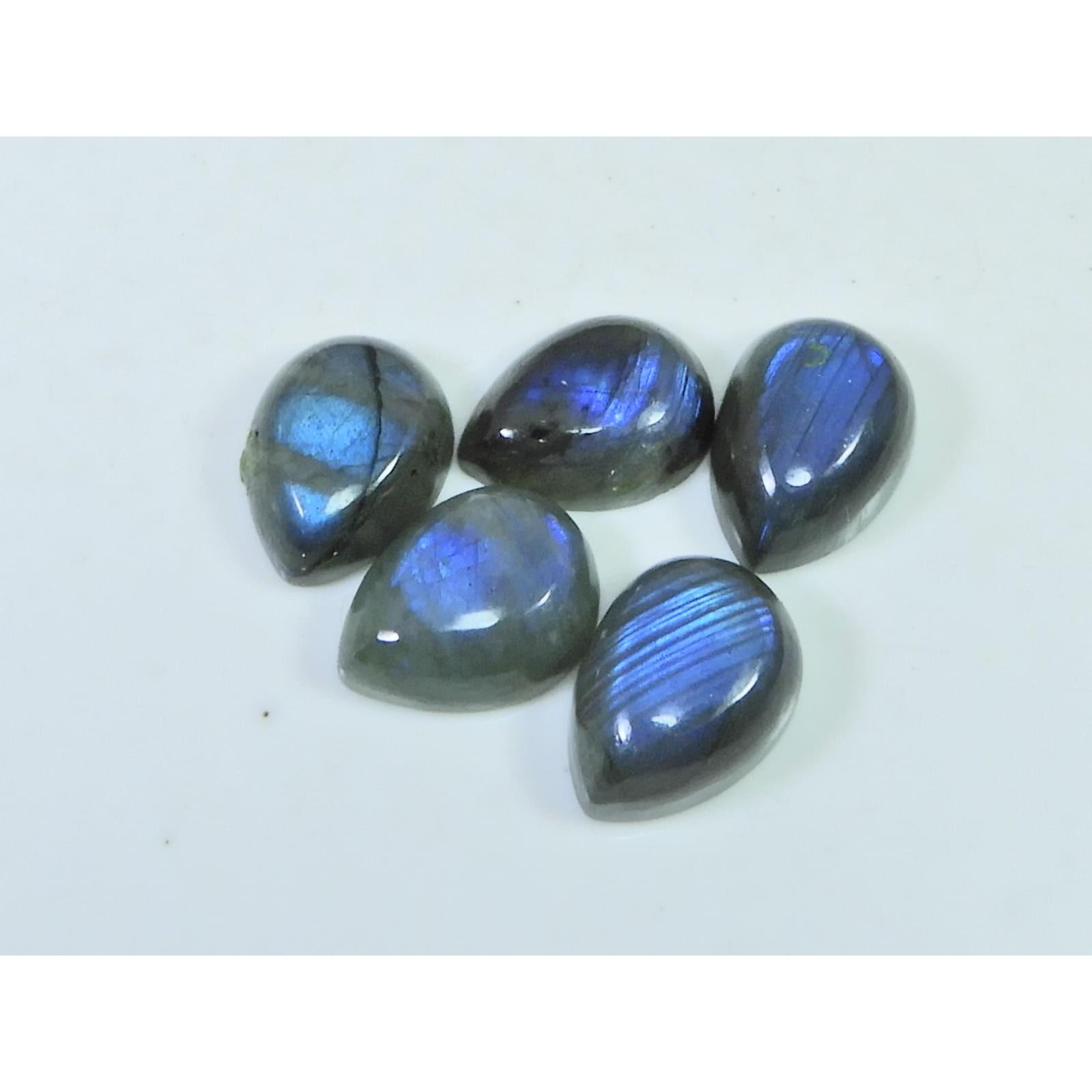 12X16MM Natural Labradorite Blue Fire Pear Cabochon Loose Gemstone 5Pcs Lot C-1100