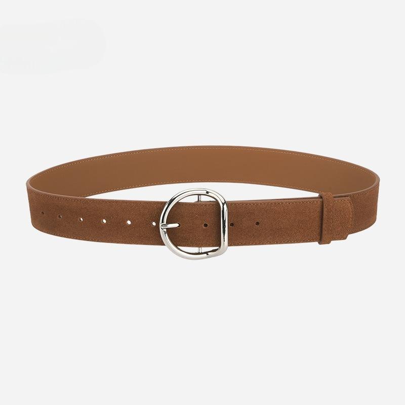 Retro Matte Leather Women's Belt, Fashionable Simple Reverse Velvet Versatile Match with Jeans High-end Decorative Belt for Women
